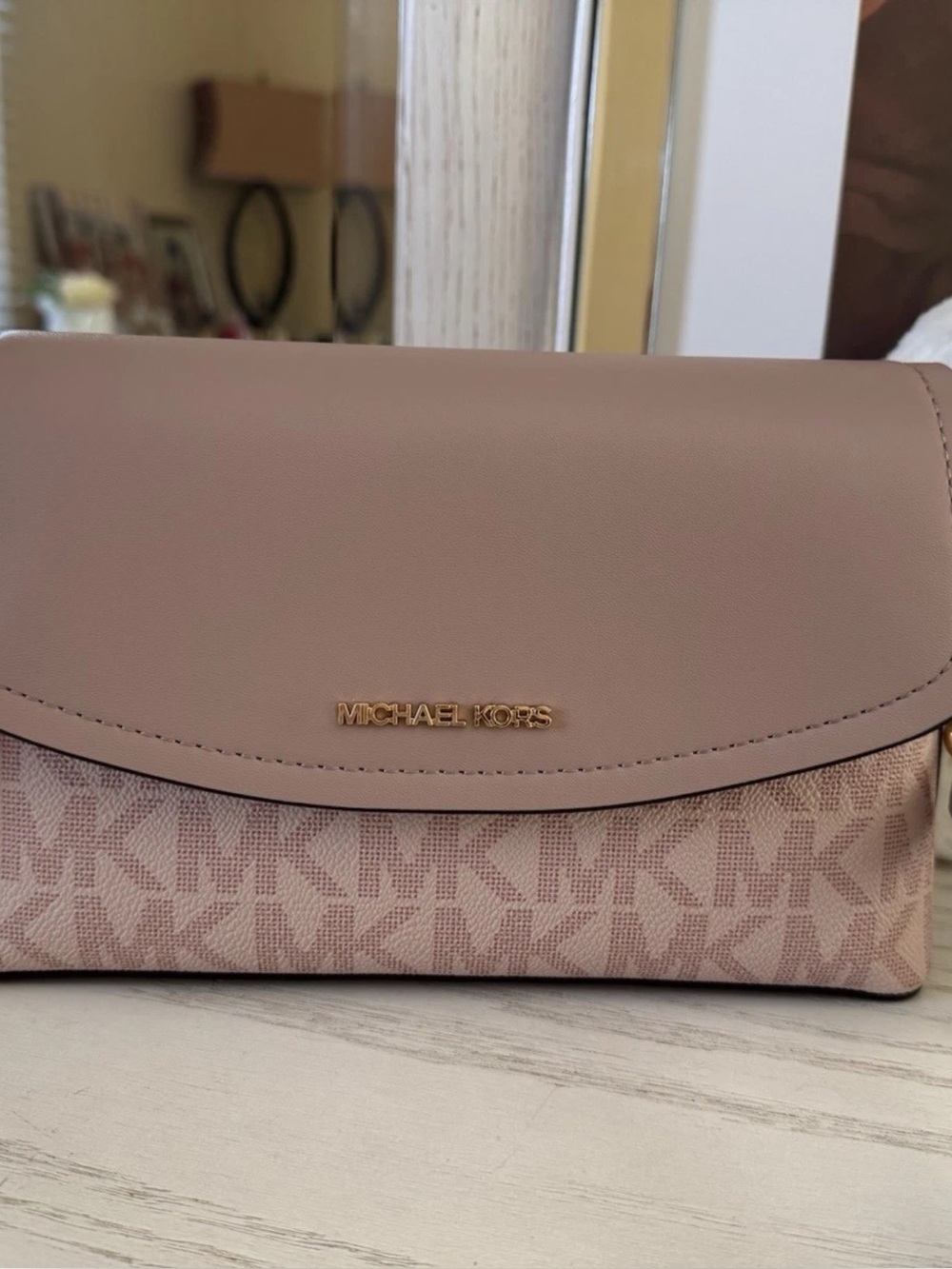Michael Kors Blush Pink Signature Logo Ida Ballet Crossbody Bag